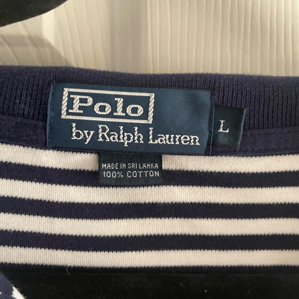 Polo Ralph Lauren Navy and White Striped Short Sleeve Shirt